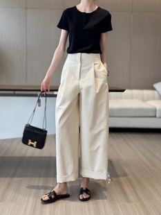 宽松显瘦茧型阔腿裤 现货正版 休闲裤 设计师新款 复古摩登工装