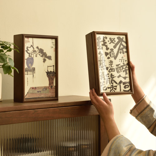 文创茶盒实木曹县复古装裱画