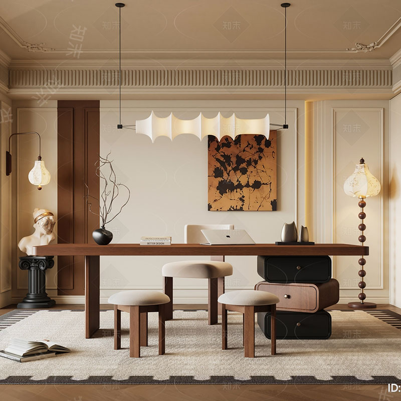 木林世家中古风别墅书房实木书桌