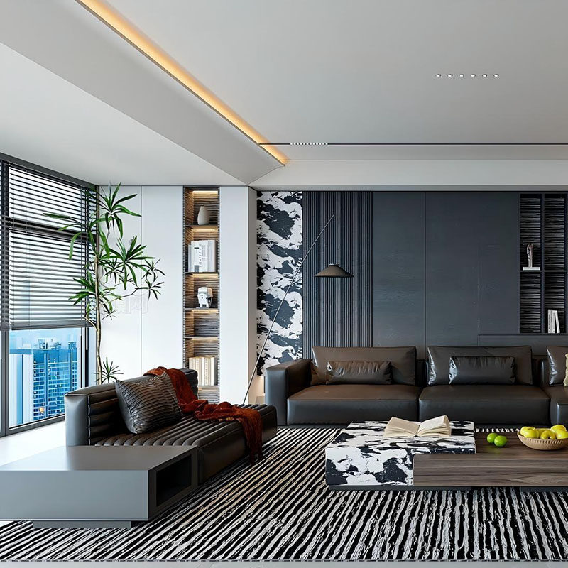 意式轻奢暗黑系真皮沙发大象耳朵沙发会客厅豆腐块沙发中古风沙发