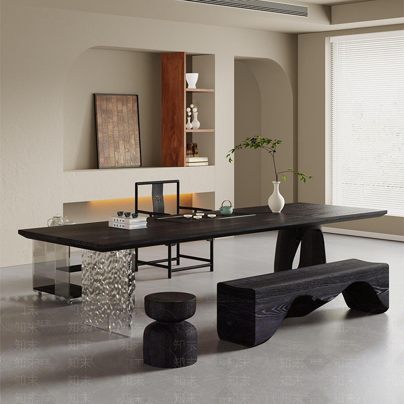 木林世家侘寂风亚克力茶桌椅组合