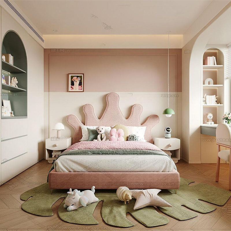 多巴胺床植绒布艺床主卧双人软靠皇冠造型粉色少女风泡芙床奶油床,住宅家具,布艺床,淘宝优惠券,粉丝福利购,淘宝优惠卷