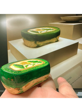 国博同款纪念品手作磁州窑荷花瓷枕高枕无忧摆件冰箱贴新年礼物