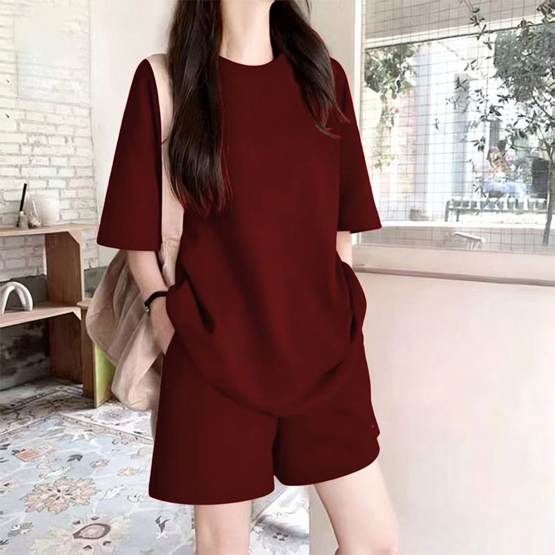 胖mm大码休闲运动套装女夏季新款时尚百搭洋气短袖短裤跑步两件套