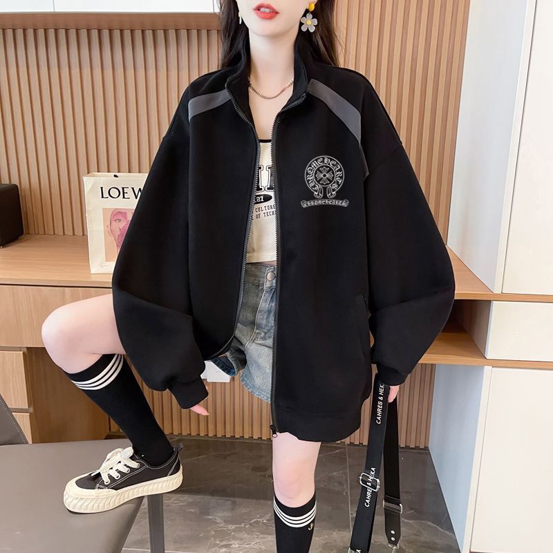 大码拉链开衫加厚卫衣女秋冬新款