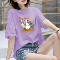 Pure cotton loose short-sleeved women's T-shirt, large size versatile, casual and slimming, new summer Korean-style half-sleeved top thumbnail 7
