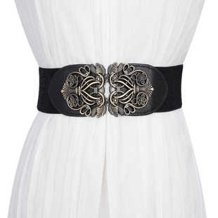 腰封女士搭配连裙子复古时尚黑色松紧汉服古装宽腰带束腰古风外穿