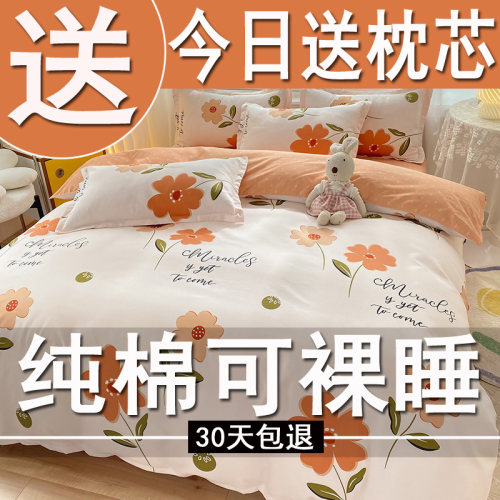 【送枕芯】A类100%全棉纯四件套