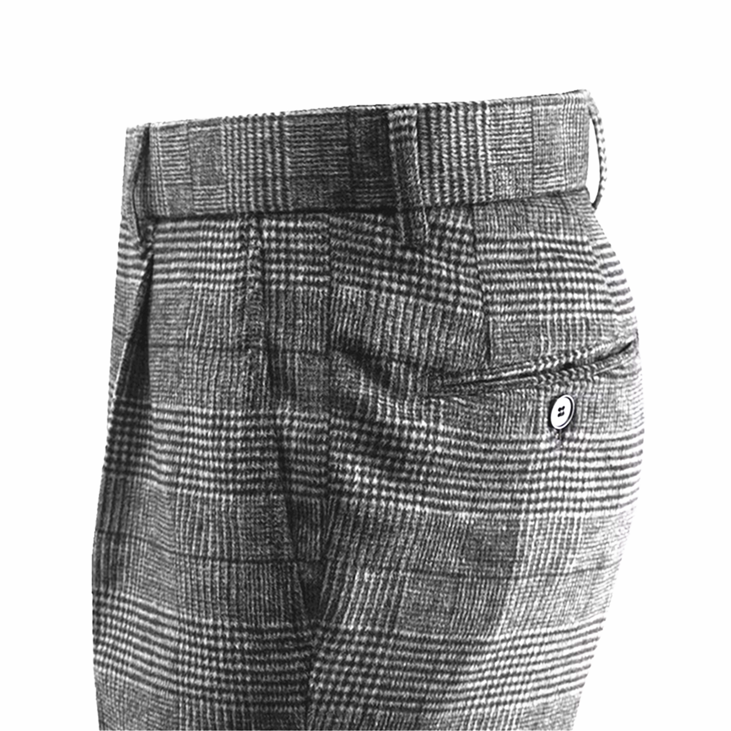 秋冬 厚温莎格多口袋修身商务休闲男西裤羊毛呢翻边条纹直筒长裤