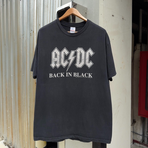 AC/DC乐队Back in Black美式街头复古post-punk暗黑短袖T恤小领口