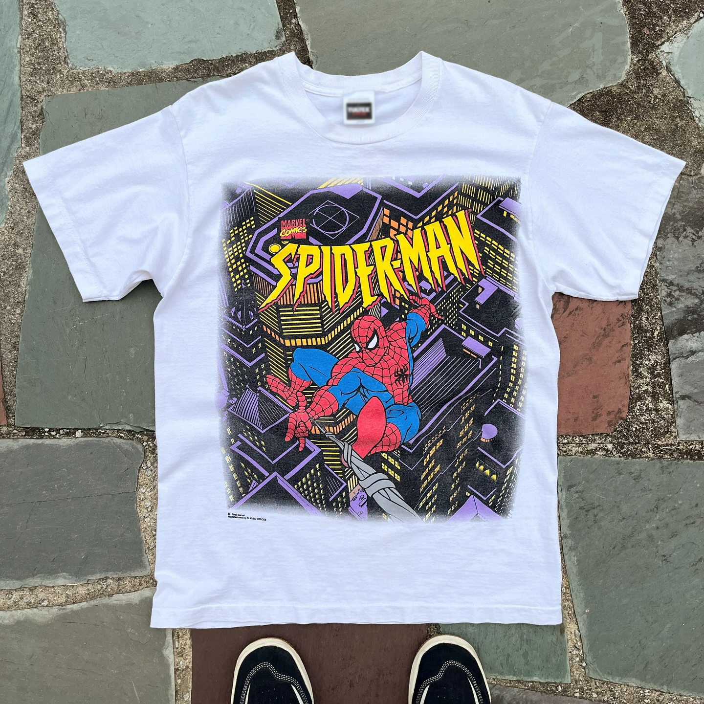 Spider-Man蜘蛛侠宽松落肩Cityboy美式vintage古着学院风短袖T恤