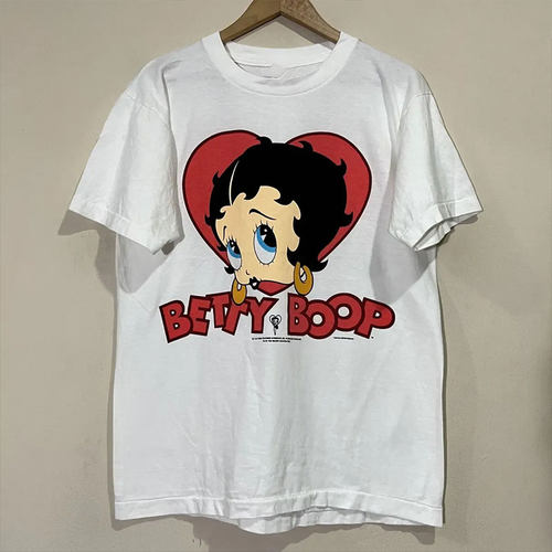 贝蒂小姐BettyBoop美式潮牌男女短袖复古小领口高街潮流情侣款t恤