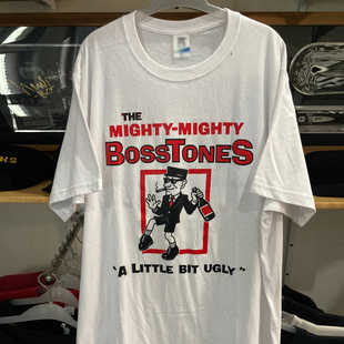 复古重磅棉短袖 T恤vintage潮牌美式 tee 博斯通乐队卡通短袖 强大
