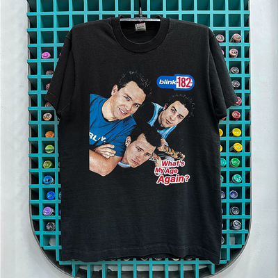 眨眼182乐队美式纯棉小领口半袖