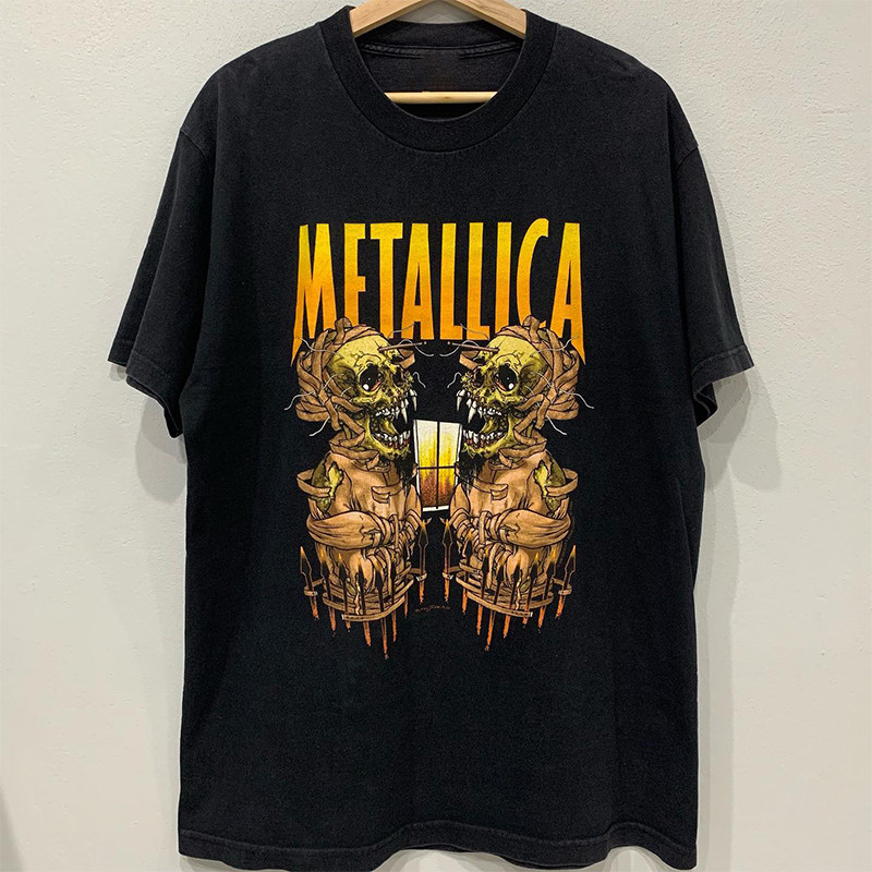Vintage Metallica摇滚乐队复古高街FOG宽松短袖男女慵懒风T恤潮