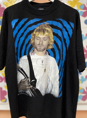 Nirvana涅槃摇滚乐队KURTCOBAIN科特柯本人像周边潮牌男短袖t恤