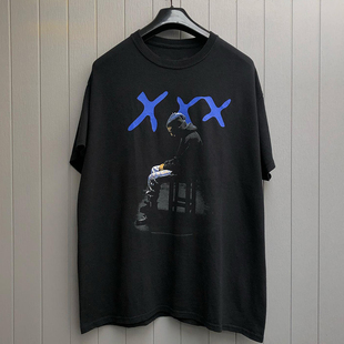 XXXTentacion嘻哈hiphop高街说唱痞帅人像印花短袖男女重磅棉T恤