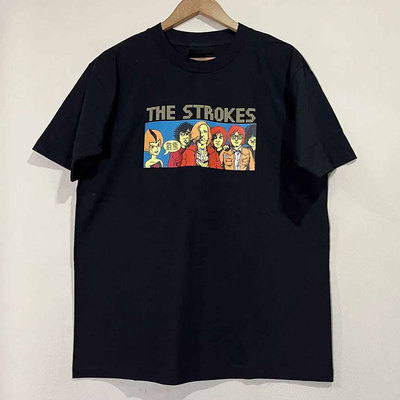 The Strokes美式潮牌男女短袖欧美复古高街潮流落肩宽松情侣款T恤