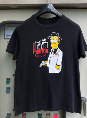 The Simpsons辛普森一家创意设计感卡通学院风短袖男女重磅棉T恤