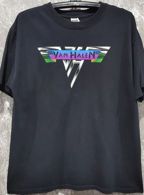 Van Halen范·海伦摇滚乐队重金属风chic嘻哈撞色拼接美式短袖T恤