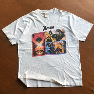 卡通短袖 战警 T恤美式 复古学院风潮牌半袖 vintage漫威 情侣款