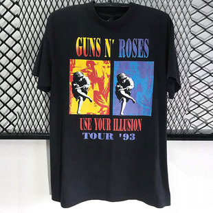 GunsN' Roses枪花乐队枪炮与玫瑰趣味创意潮牌短袖vintage古着T恤