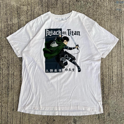 Attack on Titan进击的巨人美式复古动漫哥特风痞帅潮牌短袖T恤棉