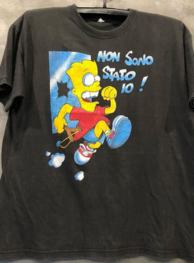 The Simpsons可爱卡通潮牌小领口美式短袖T恤cec复古高级感半袖男