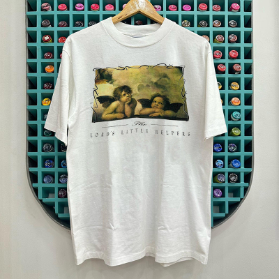 天使潮牌印花美式小领口短袖T恤