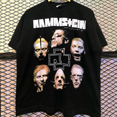 德国战车乐队小领口T恤潮酷风