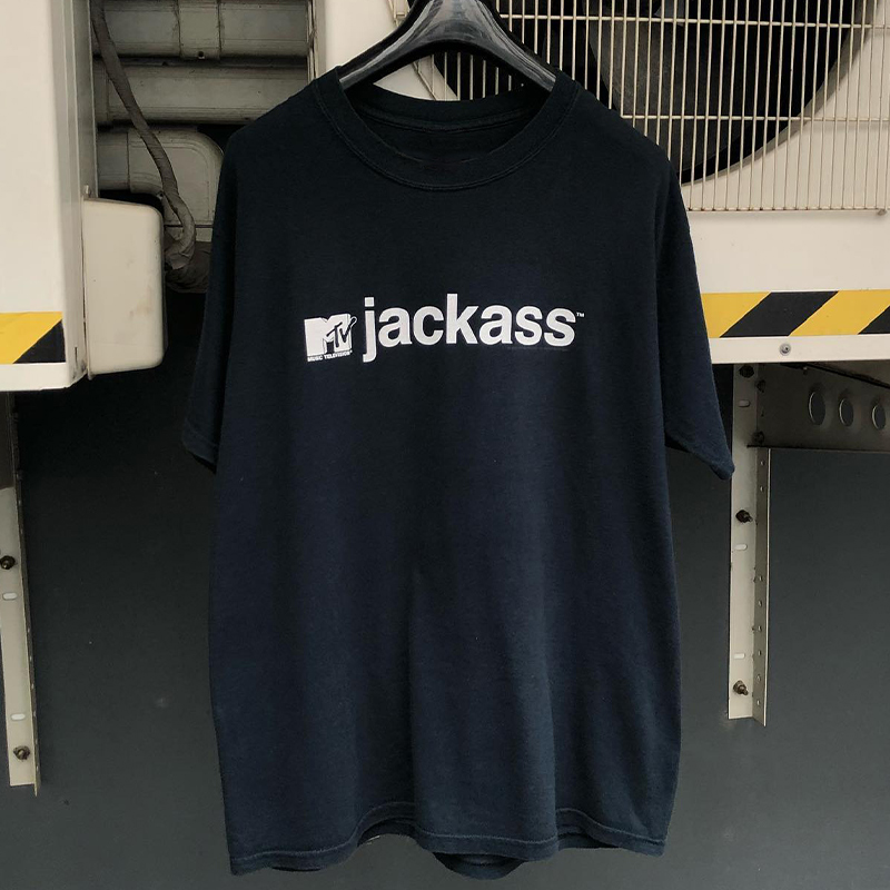 Jackass MTV蠢蛋搞怪秀恶搞电影vintage复古重磅棉短袖男女T恤潮