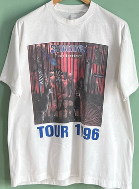 Scorpions蝎子摇滚乐队重金属短袖T恤hiphop美式复古小领口半袖男