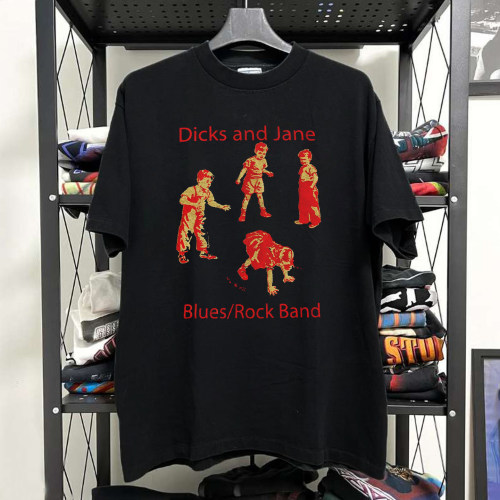Dick and Jane乐队做旧印花阿美咔叽post-punk美式复古短袖T恤潮