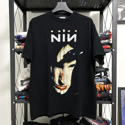 Nine Inch Nails九寸钉乐队暗黑朋克高级感美式复古哥特风短袖T恤