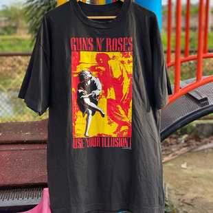 复古高街重磅短袖 Roses枪花摇滚乐队vintage古着感美式 T恤 Guns