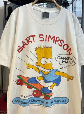 Bart Simpson经典卡通动画短袖T恤oldschool学院风美式复古半袖潮