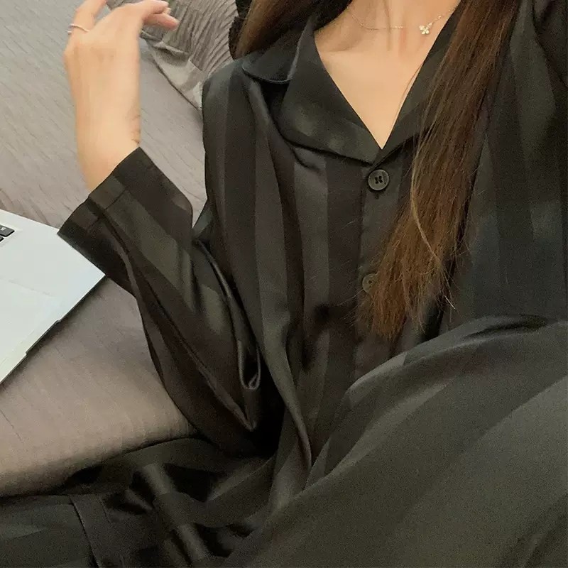 私密公主女真丝条纹家居服