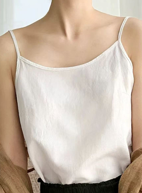 高品质纯亚麻吊带背心打底衫内搭白色汉麻舒爽透气纯麻可调节吊带