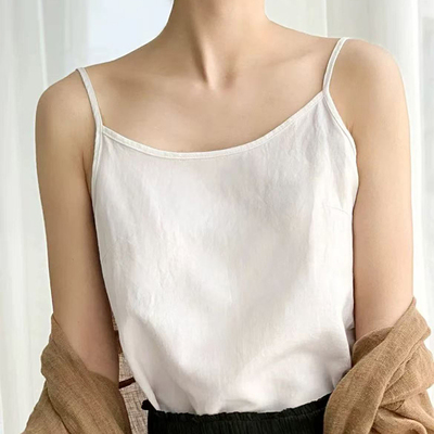 高品质纯亚麻吊带背心可调节
