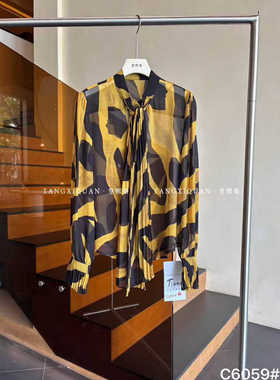 【堂家TXQ】C6059上衣春装长袖衬衫泉熙正品花衬衣系带子