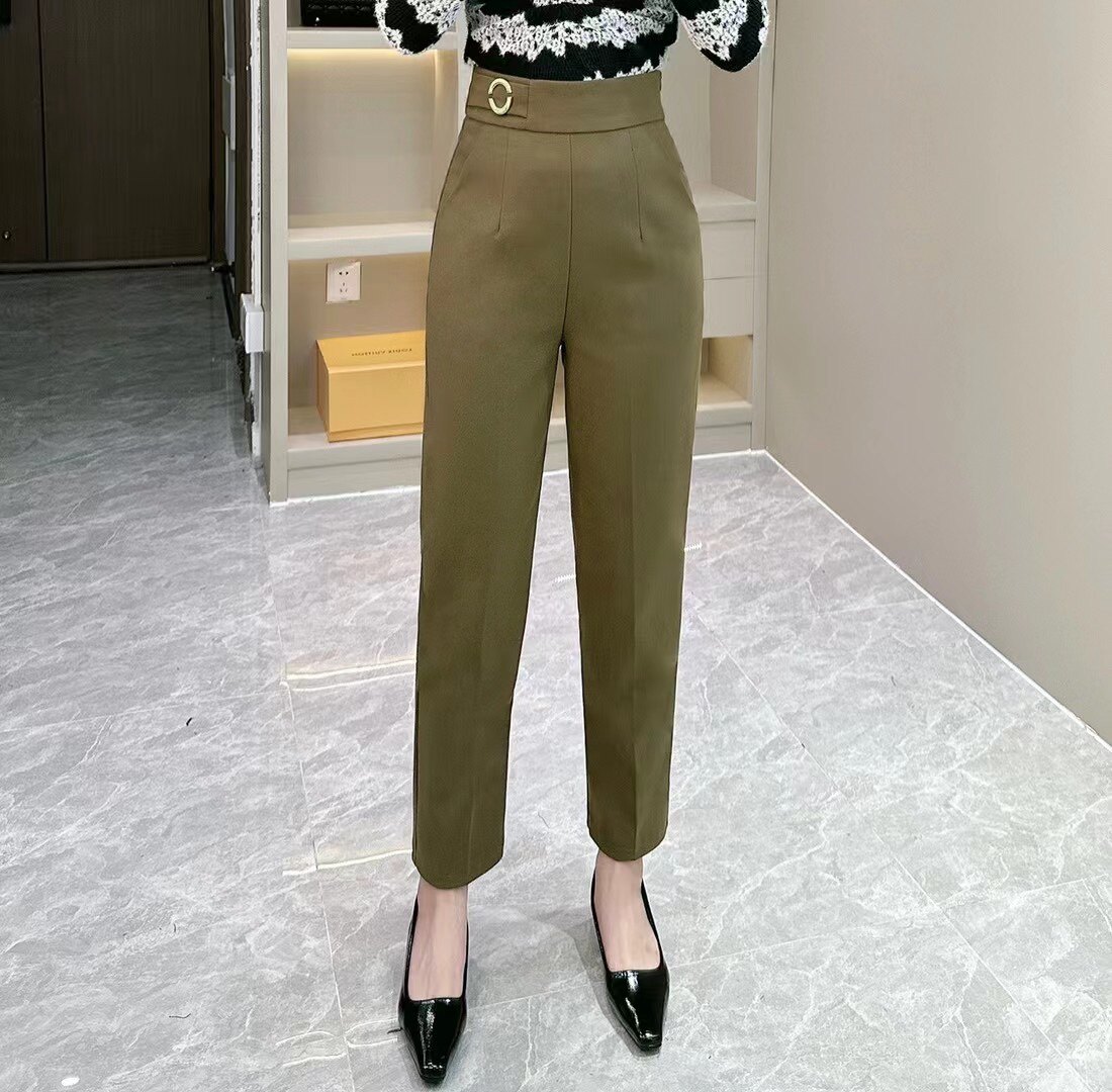 【堂家】81039秋冬小脚厚料哈伦高腰休闲西装九分裤泉熙正品女装