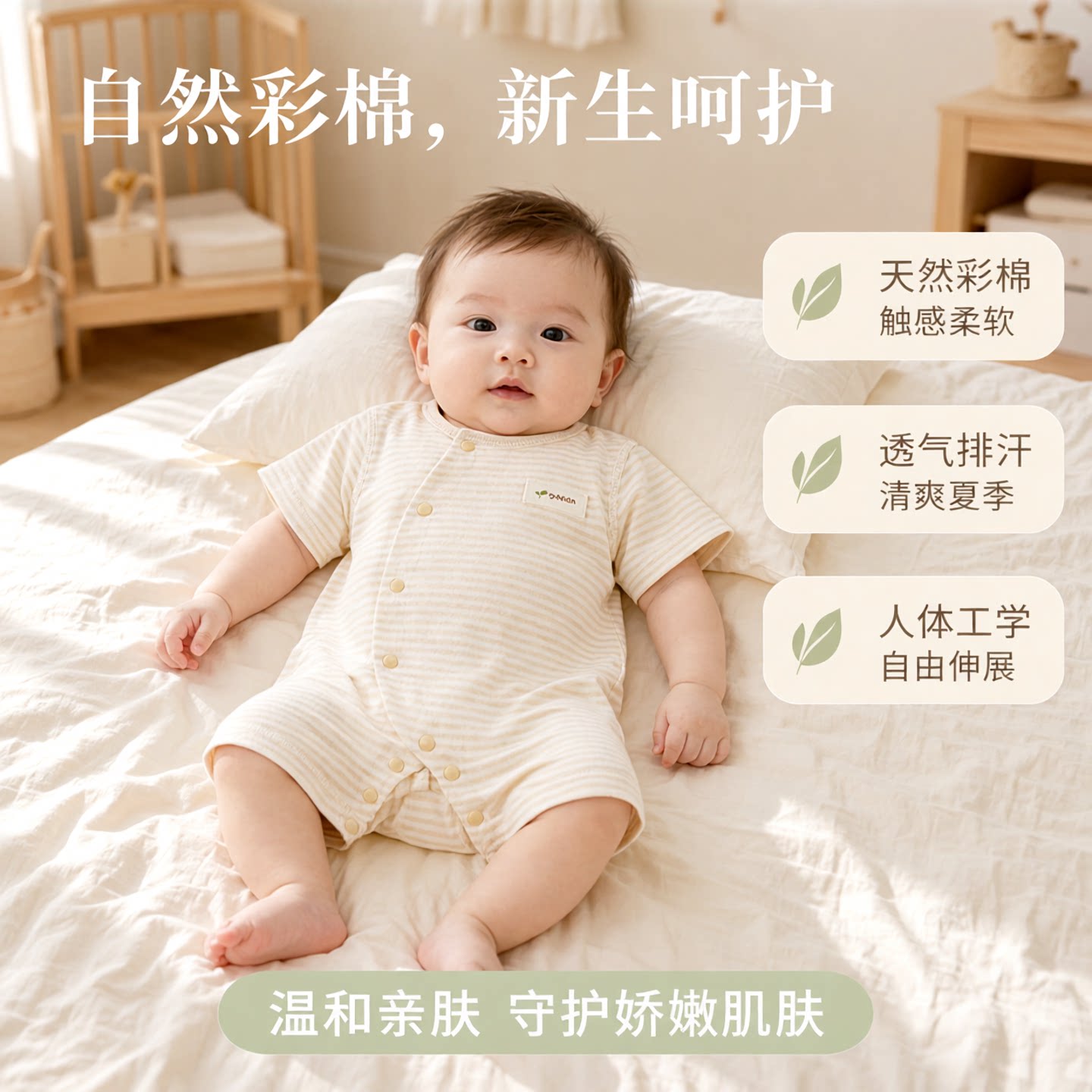 绿典彩棉哈衣爬服和尚服短爬衣服