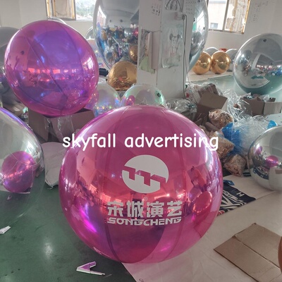 定制充气炫彩镜面球银色镭射反光球婚庆酒吧商场户外活动装饰气模