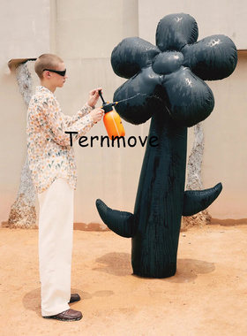 PVC充气黑色花朵气模悬挂花卉主题灯光气模商场橱窗美陈闭气气模