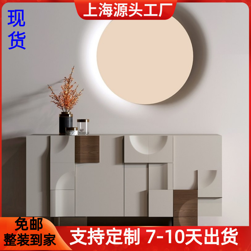 白色钢琴烤漆餐边柜实木艺术玄关柜简约现代茶水柜储物收纳柜整装