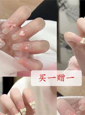 儿童穿戴甲11岁12高级感假指甲贴片美甲成品可拆卸穿戴甲片ins风