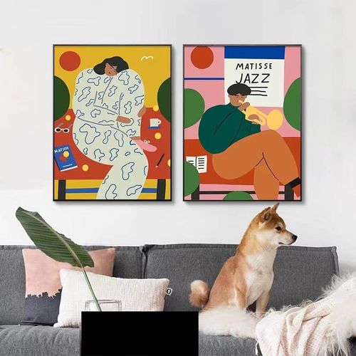 手绘大芬村油画马蒂斯抽象装饰画小众风玄关卧室挂画客厅落地画