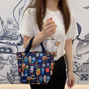 日系ins爆款贝克鸭手提袋便当包防水饭盒袋卡通外出收纳袋手拎包