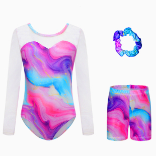 Amazon Leotard 儿童体操服七彩大理石渲染芭蕾舞练功服Girl Kid