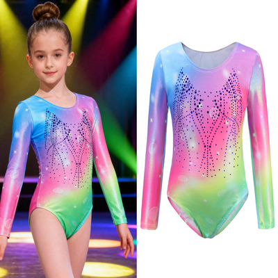 Amazon儿童体操服贴钻芭蕾舞练功服连体衣Girl Kid Leotard